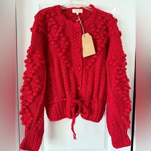 New with Tags Listicle Hand Knit Cardigan in Red, Size Medium